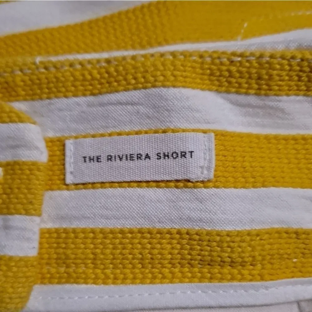LOFT Striped Nautical Shorts Mustard Beige 0
